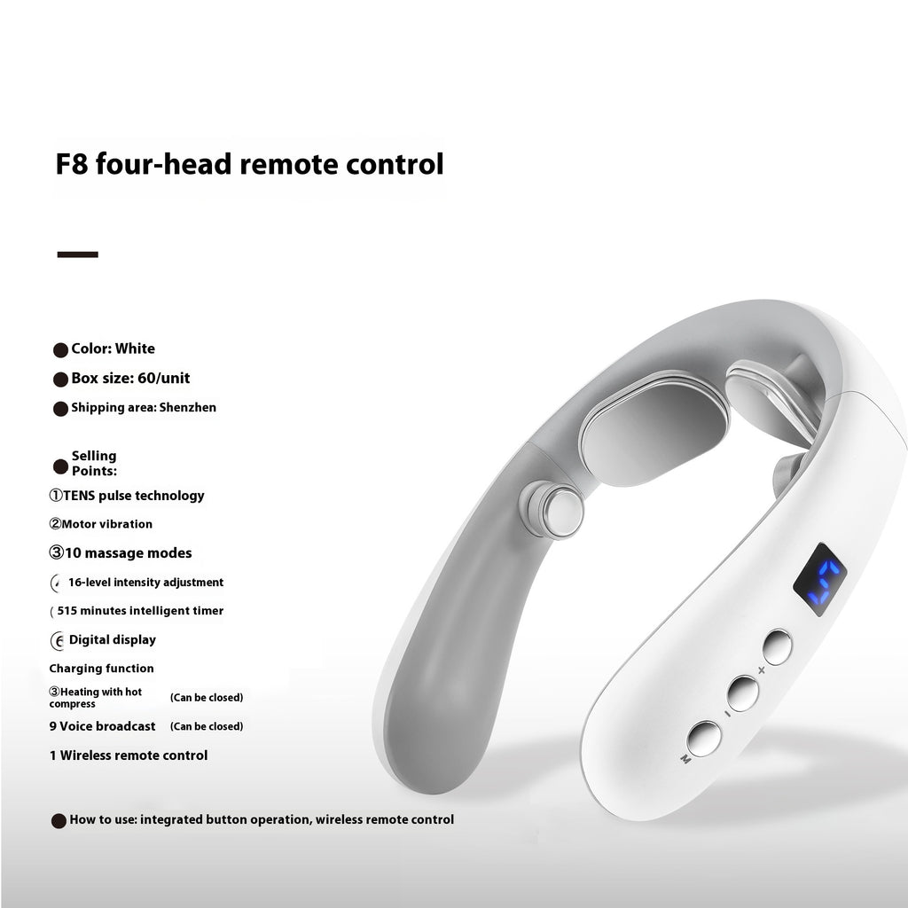 Premium Bluetooth USB Neck Massager – Heat Therapy, Voice & Remote Control, Washable & Portable