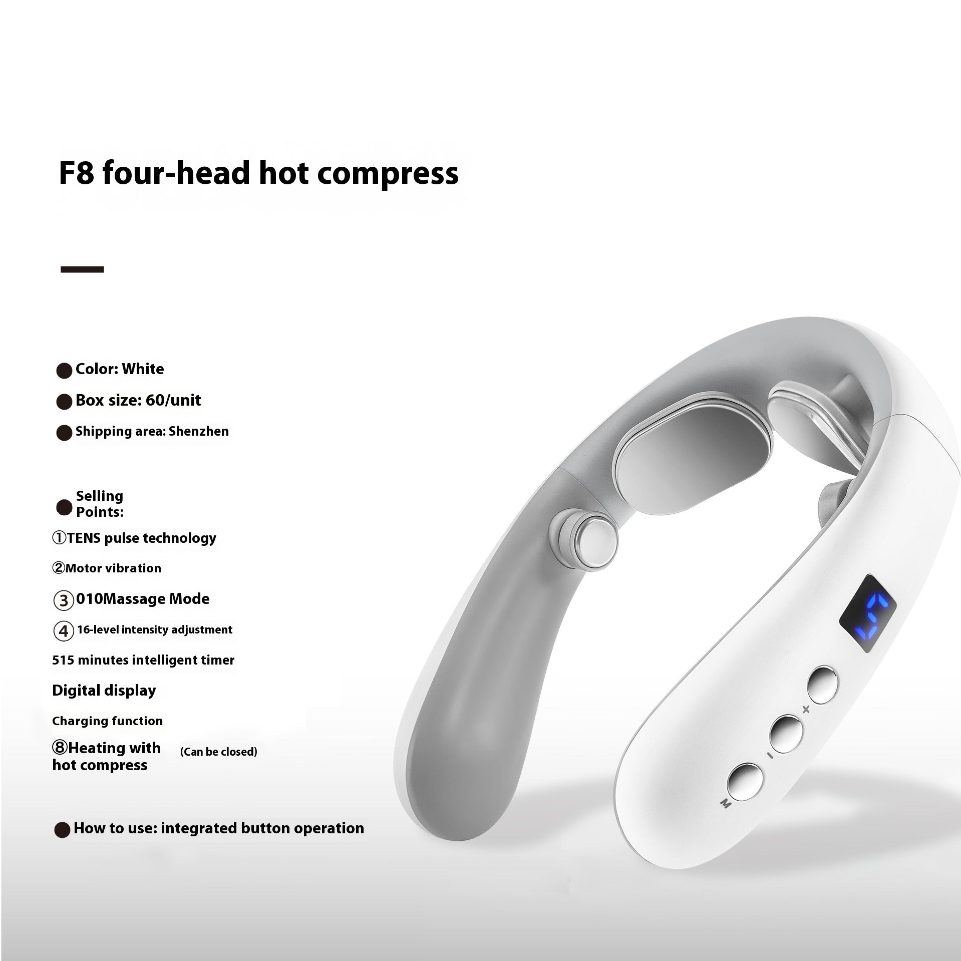 Premium Bluetooth USB Neck Massager – Heat Therapy, Voice & Remote Control, Washable & Portable